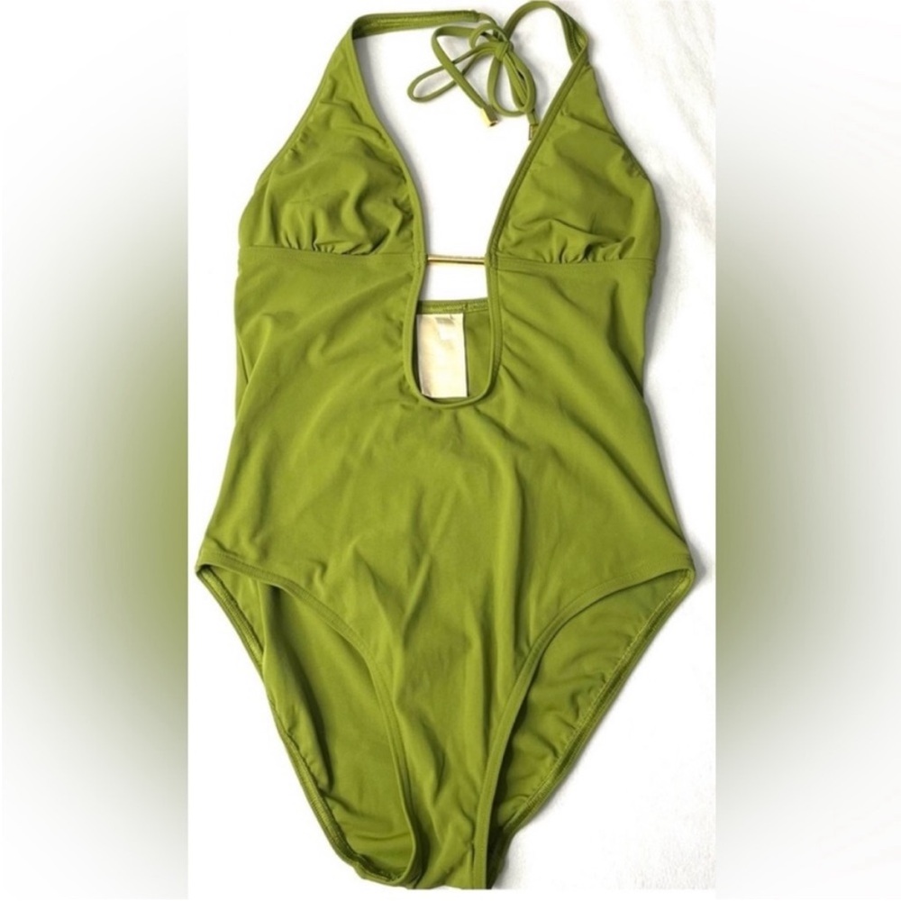 Michael Kors Women’s Olive Green Halter One-Piece Swimsuit Size 4